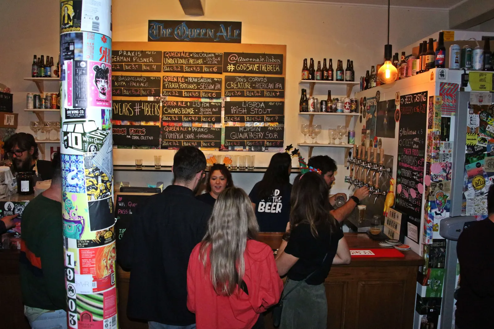 Interior of Queen Ale craft beer bar in Lisbon